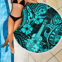 Hawaii Ukulele Beach Blanket Polynesian Pattern Turquoise Version - Wonder Print Shop