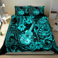 Hawaii Ukulele Bedding Set Polynesian Pattern Turquoise Version - Wonder Print Shop