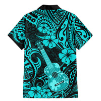 Hawaii Ukulele Family Matching Mermaid Dress and Hawaiian Shirt Polynesian Pattern Turquoise Version - Wonder Print Shop