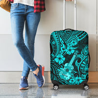 Hawaii Ukulele Luggage Cover Polynesian Pattern Turquoise Version - Wonder Print Shop