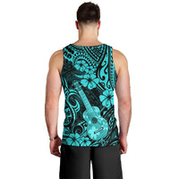 Hawaii Ukulele Men Tank Top Polynesian Pattern Turquoise Version - Wonder Print Shop