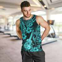 Hawaii Ukulele Men Tank Top Polynesian Pattern Turquoise Version - Wonder Print Shop
