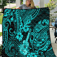 Hawaii Ukulele Quilt Polynesian Pattern Turquoise Version - Wonder Print Shop