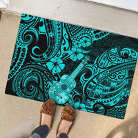 Hawaii Ukulele Rubber Doormat Polynesian Pattern Turquoise Version - Wonder Print Shop