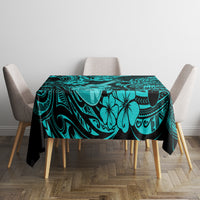 Hawaii Ukulele Tablecloth Polynesian Pattern Turquoise Version - Wonder Print Shop