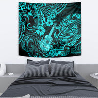 Hawaii Ukulele Tapestry Polynesian Pattern Turquoise Version - Wonder Print Shop