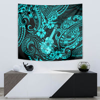 Hawaii Ukulele Tapestry Polynesian Pattern Turquoise Version - Wonder Print Shop