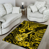 Hawaii Ukulele Area Rug Polynesian Pattern Yellow Version - Wonder Print Shop