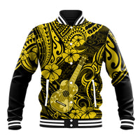 Hawaii Ukulele Baseball Jacket Polynesian Pattern Yellow Version - Wonder Print Shop