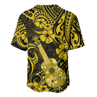 Hawaii Ukulele Baseball Jersey Polynesian Pattern Yellow Version - Wonder Print Shop