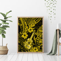 Hawaii Ukulele Canvas Wall Art Polynesian Pattern Yellow Version - Wonder Print Shop