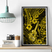 Hawaii Ukulele Canvas Wall Art Polynesian Pattern Yellow Version - Wonder Print Shop