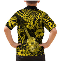Hawaii Ukulele Family Matching Mermaid Dress and Hawaiian Shirt Polynesian Pattern Yellow Version - Wonder Print Shop