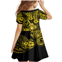 Hawaii Ukulele Family Matching Mermaid Dress and Hawaiian Shirt Polynesian Pattern Yellow Version - Wonder Print Shop