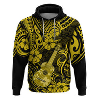 Hawaii Ukulele Hoodie Polynesian Pattern Yellow Version - Wonder Print Shop
