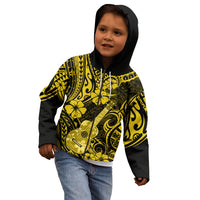 Hawaii Ukulele Kid Hoodie Polynesian Pattern Yellow Version - Wonder Print Shop