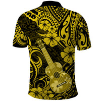 Hawaii Ukulele Polo Shirt Polynesian Pattern Yellow Version - Wonder Print Shop