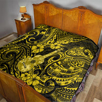 Hawaii Ukulele Quilt Polynesian Pattern Yellow Version - Wonder Print Shop