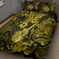 Hawaii Ukulele Quilt Bed Set Polynesian Pattern Yellow Version - Wonder Print Shop