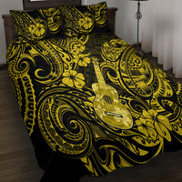 Hawaii Ukulele Quilt Bed Set Polynesian Pattern Yellow Version - Wonder Print Shop