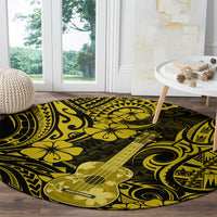 hawaii-ukulele-round-carpet-polynesian-pattern-yellow-version
