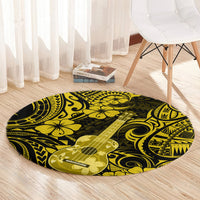 hawaii-ukulele-round-carpet-polynesian-pattern-yellow-version