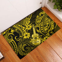 Hawaii Ukulele Rubber Doormat Polynesian Pattern Yellow Version - Wonder Print Shop