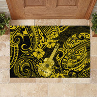 Hawaii Ukulele Rubber Doormat Polynesian Pattern Yellow Version - Wonder Print Shop