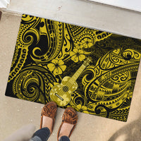 Hawaii Ukulele Rubber Doormat Polynesian Pattern Yellow Version - Wonder Print Shop