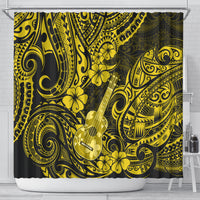 hawaii-ukulele-shower-curtain-polynesian-pattern-yellow-version