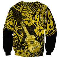 Hawaii Ukulele Sweatshirt Polynesian Pattern Yellow Version - Wonder Print Shop