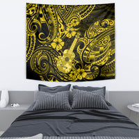 Hawaii Ukulele Tapestry Polynesian Pattern Yellow Version - Wonder Print Shop