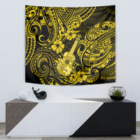 Hawaii Ukulele Tapestry Polynesian Pattern Yellow Version - Wonder Print Shop
