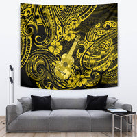 Hawaii Ukulele Tapestry Polynesian Pattern Yellow Version - Wonder Print Shop