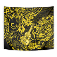 Hawaii Ukulele Tapestry Polynesian Pattern Yellow Version - Wonder Print Shop