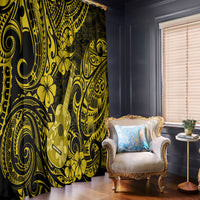 Hawaii Ukulele Window Curtain Polynesian Pattern Yellow Version - Wonder Print Shop