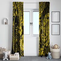 Hawaii Ukulele Window Curtain Polynesian Pattern Yellow Version - Wonder Print Shop