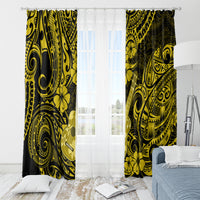 Hawaii Ukulele Window Curtain Polynesian Pattern Yellow Version - Wonder Print Shop