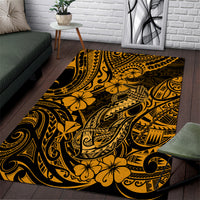 Hawaii Fish Hook Area Rug Polynesian Pattern Gold Version - Wonder Print Shop