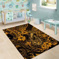 Hawaii Fish Hook Area Rug Polynesian Pattern Gold Version - Wonder Print Shop