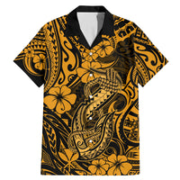 Hawaii Fish Hook Family Matching Mermaid Dress and Hawaiian Shirt Polynesian Pattern Gold Version - Wonder Print Shop