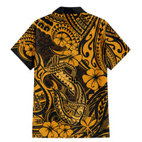Hawaii Fish Hook Family Matching Mermaid Dress and Hawaiian Shirt Polynesian Pattern Gold Version - Wonder Print Shop