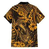 Hawaii Fish Hook Hawaiian Shirt Polynesian Pattern Gold Version - Wonder Print Shop