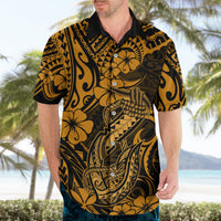 Hawaii Fish Hook Hawaiian Shirt Polynesian Pattern Gold Version - Wonder Print Shop