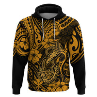 Hawaii Fish Hook Hoodie Polynesian Pattern Gold Version - Wonder Print Shop