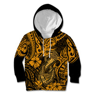 Hawaii Fish Hook Kid Hoodie Polynesian Pattern Gold Version - Wonder Print Shop