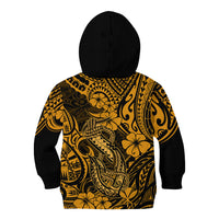 Hawaii Fish Hook Kid Hoodie Polynesian Pattern Gold Version - Wonder Print Shop