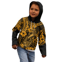 Hawaii Fish Hook Kid Hoodie Polynesian Pattern Gold Version - Wonder Print Shop