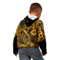 Hawaii Fish Hook Kid Hoodie Polynesian Pattern Gold Version - Wonder Print Shop