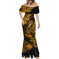Hawaii Fish Hook Mermaid Dress Polynesian Pattern Gold Version - Wonder Print Shop